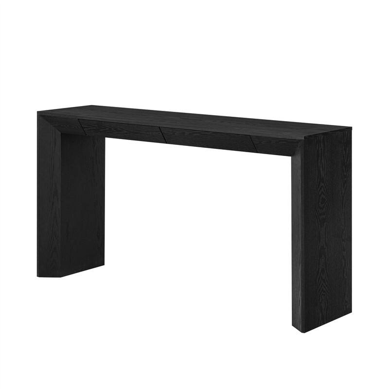 Farmhouse Console Table with 2 Concealed Drawers, Waterfall Edge Design Entryway Table Sofa Table with Thickened Legs