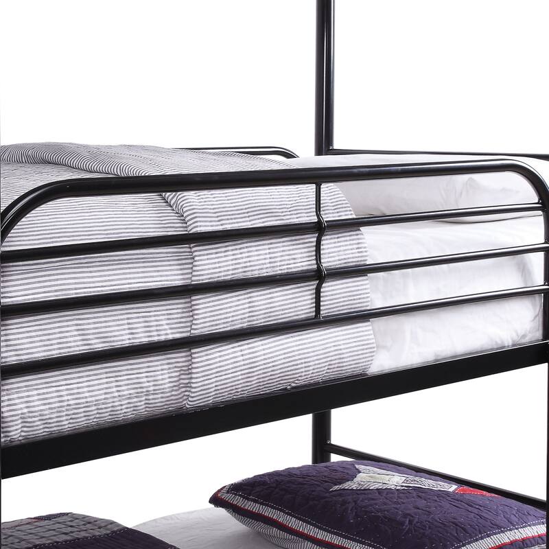 Zord Transitional Twin Metal Triple Bunk Bed with Slatted Guardrails by Furniture of America
