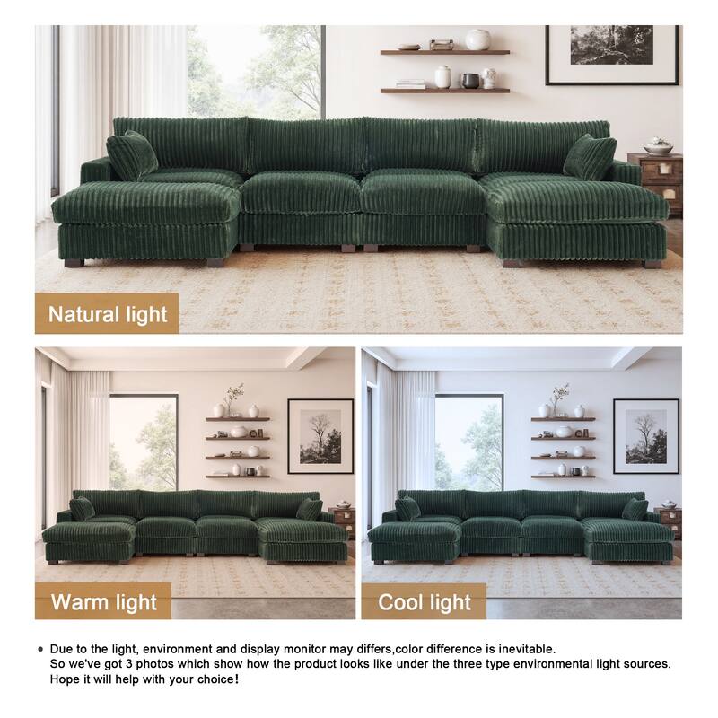 Modren Plush Oversized Modular Sectional Sofa Set with Chaise&Ottoman.
