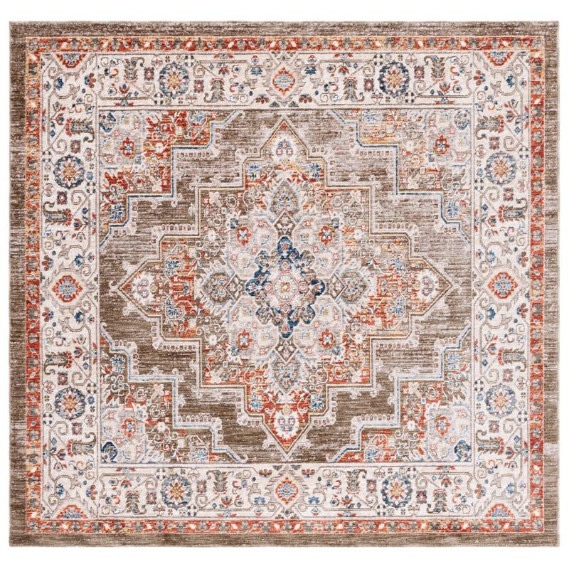 SAFAVIEH, Olympia Desdemona Abstract Rug - 6' Square - Green/Ivory