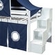 preview thumbnail 18 of 32, Twin Loft Bed with Tent & Tower, Castle Design, Blue, Fun & Spacious