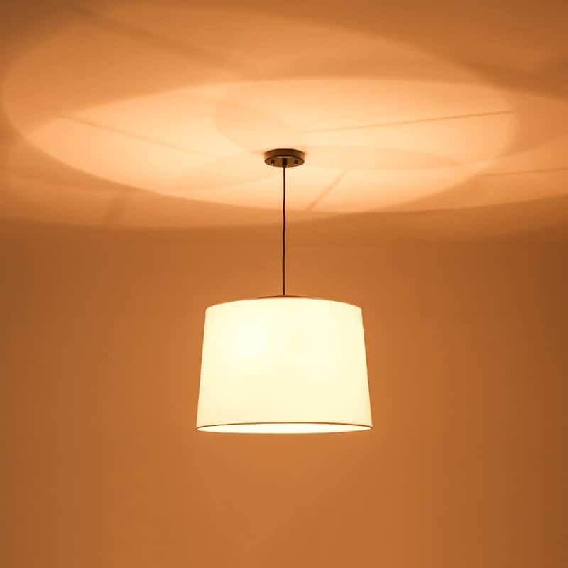 Coastal-style 3-Light Tapered Linen Fabric Pendant - 19.7 in