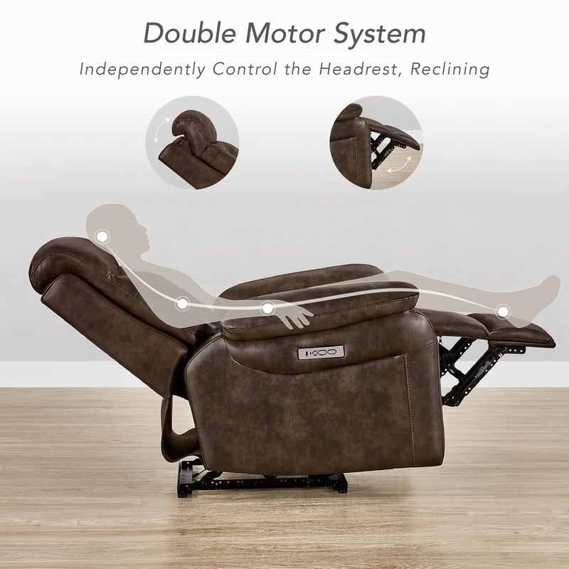 Spruce & Spring Dual Motor Power Recliner Wall Hugger with Power Headrest