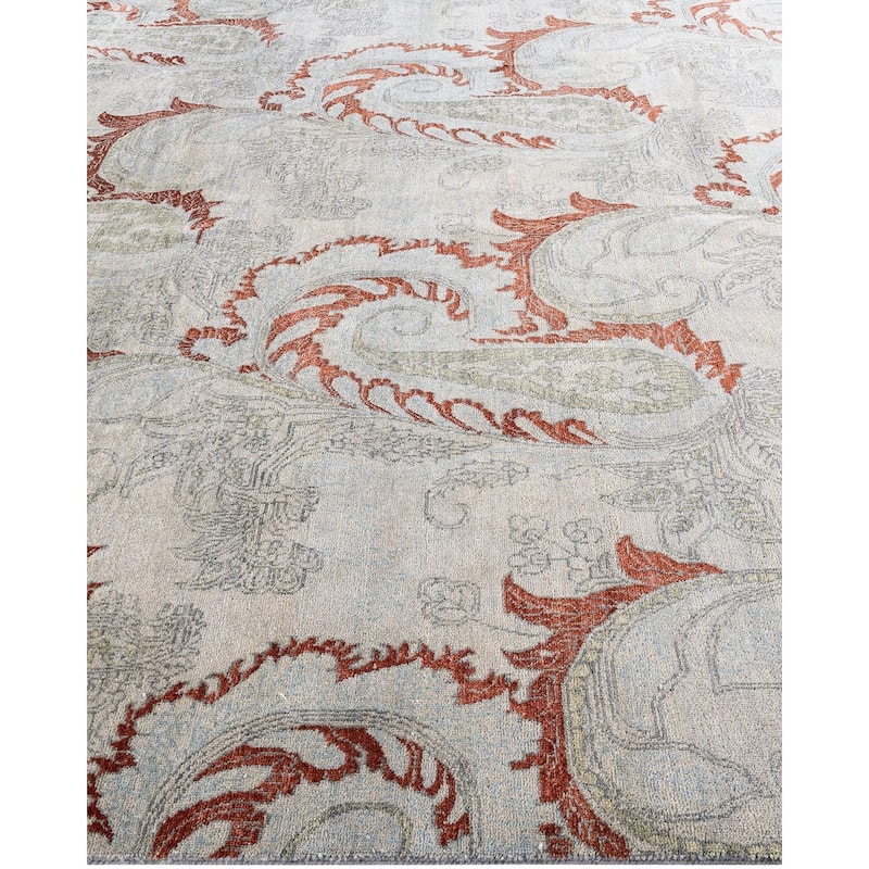 Ikat One-of-a-Kind Hand-Knotted Area Rug - Gray, 8' 1" x 10' 0" - 8' 1" x 10' 0"