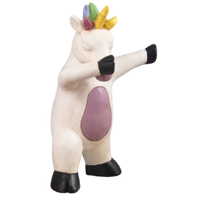 10" Unicorn Dabbing Outdoor Garden Statue
