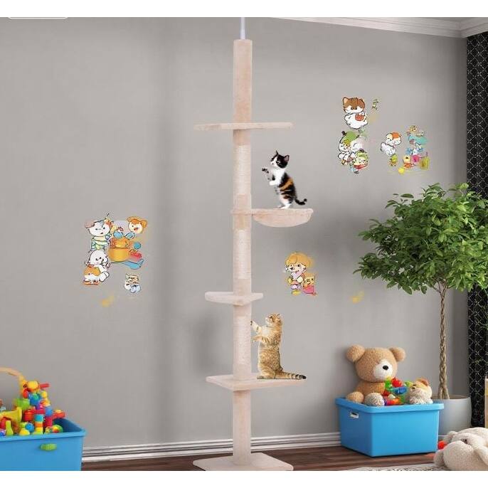 Adjustable Height Floor-to-Ceiling Vertical Cat TreeCat Climbing Tower