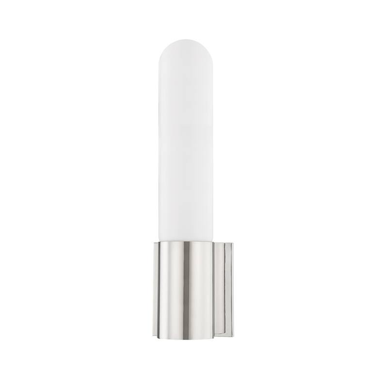 Huson Valley Carlin 1-Light Wall Sconce with Opal Glossy Glass Shade - Polished Nickel
