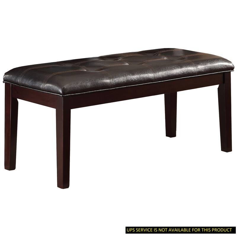 1pc Dining Bench Faux Leather Upholstered Button-Tufted Top Seat