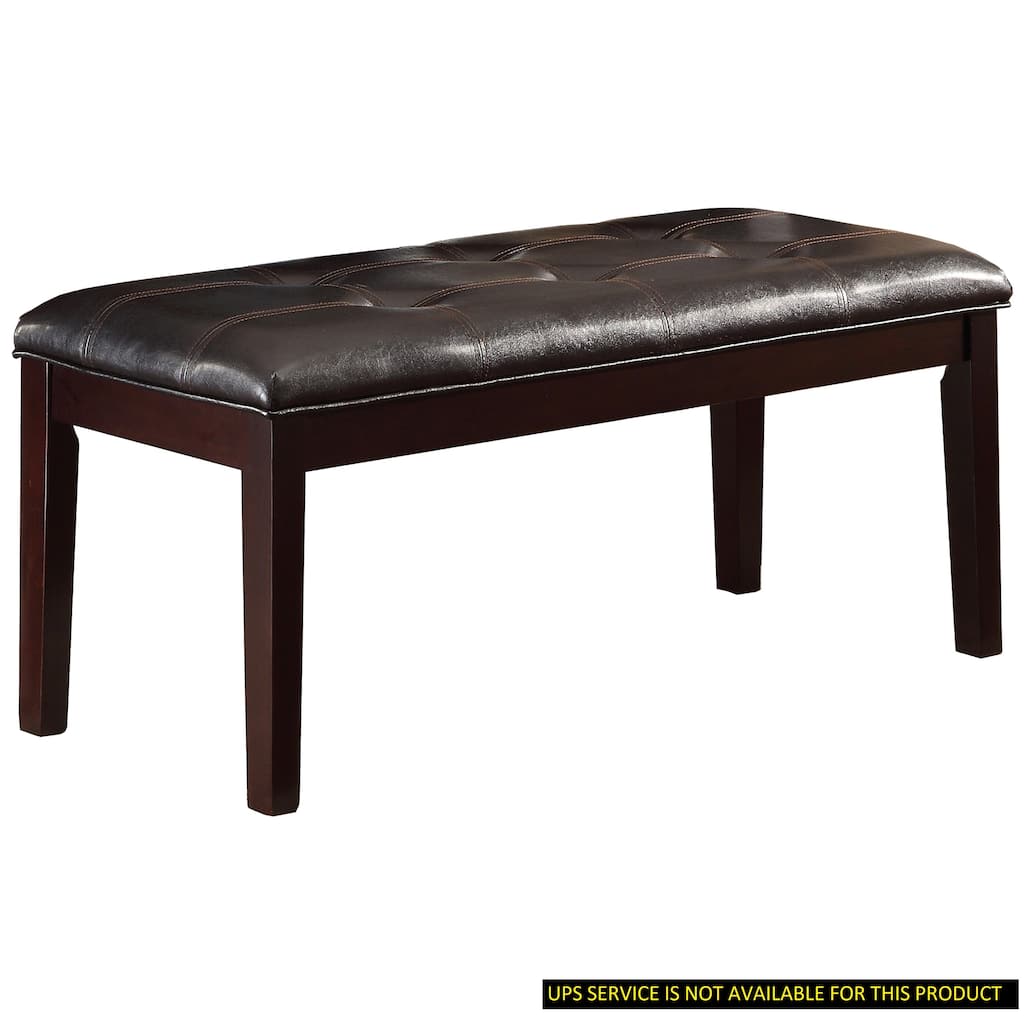 Espresso Finish 1pc Dining Bench Faux Leather Upholstered Button-Tufted Top Seat Transitional Dining Room Furniture