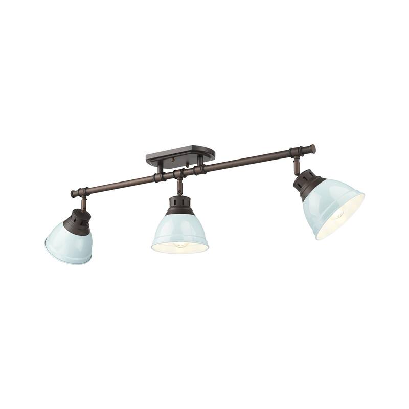 Yep by Golden Lighting Duncan 3-light Semi-Flush Mount in Rubbed Bronze and Seafoam shade - Rubbed Bronze - 3-Light Semi-flush