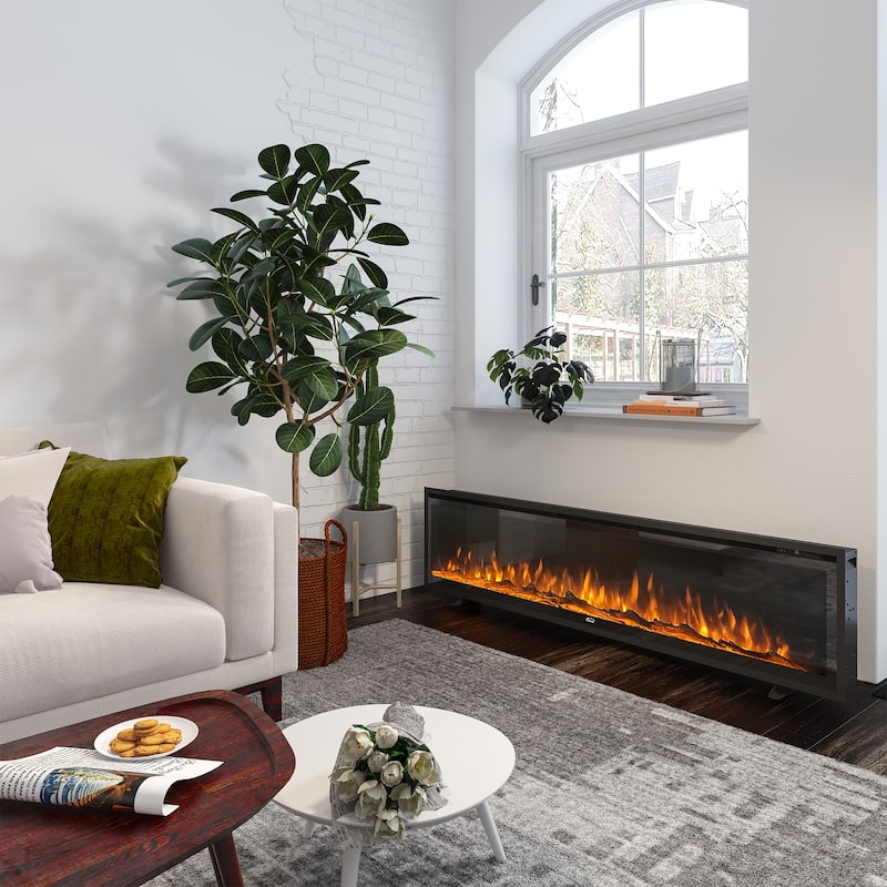 Clihome 50"-72" Recessed Wall-mounted Freestanding Electric Fireplace