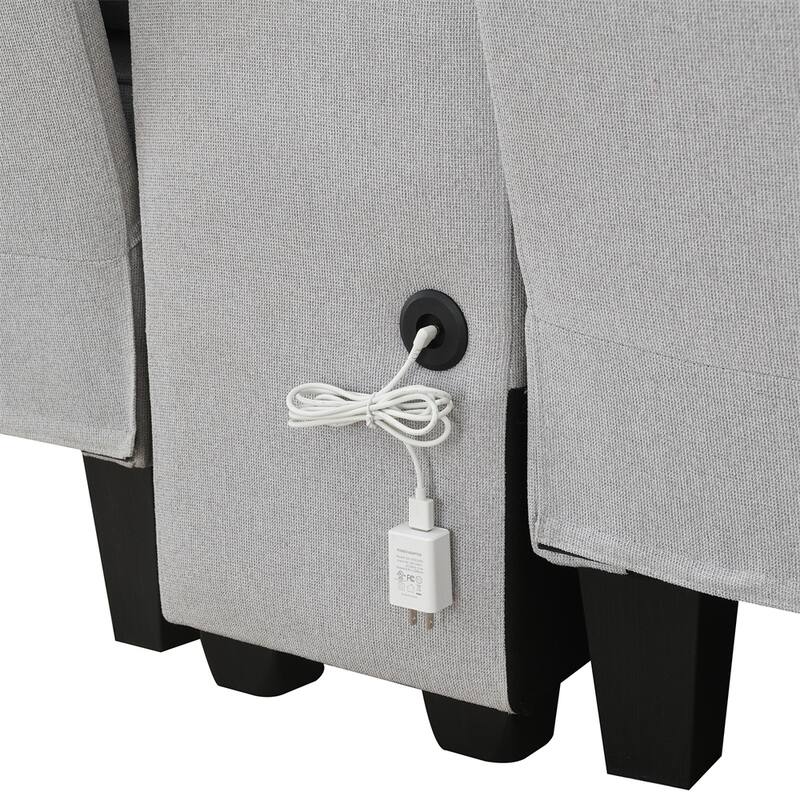 Modern Linen Fabric Sofa with 2 USB Ports Wired or Wirelessly Charged