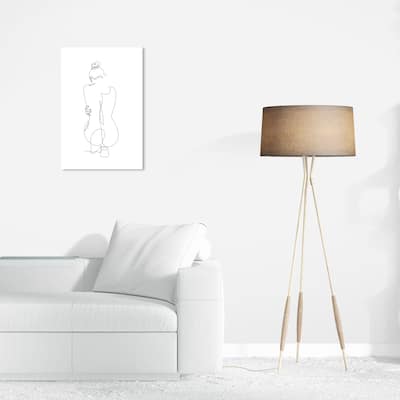 Wynwood Studio Canvas People and Portraits Kneeling Linework Black and Modern & Contemporary Wall Art Canvas Print
