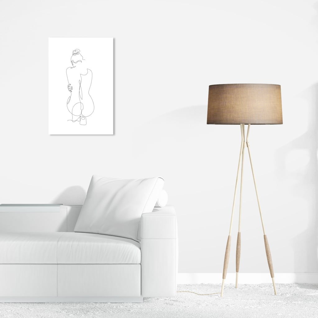 Wynwood Studio Canvas People and Portraits Kneeling Linework Black and Modern & Contemporary Wall Art Canvas Print