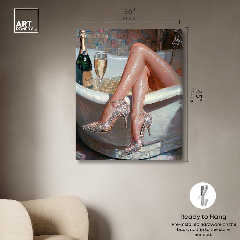 Champagne Bath Party Canvas by Art Remedy, Gallery Wrapped