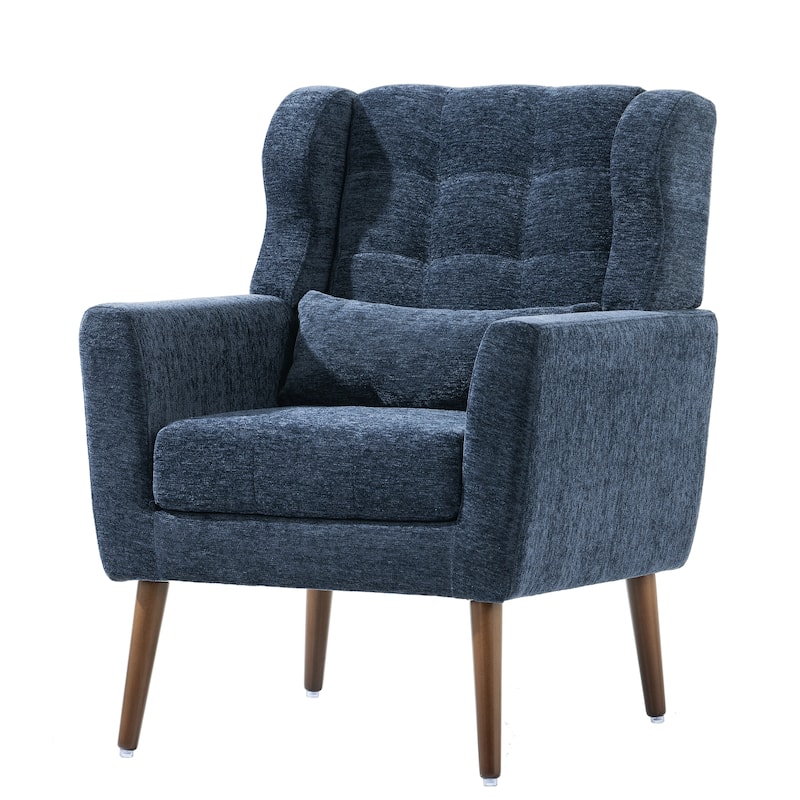 Modern Chenille Accent Chair Upholstered Foam Filled Reading Chair ,Blackish Green