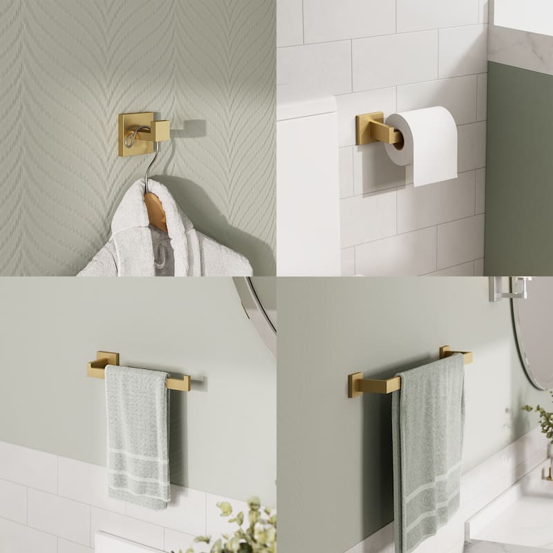 GRANDJOY 4 Piece Bathroom Towel Bar Wall Mounted Towel Rack Paper Towel Holder