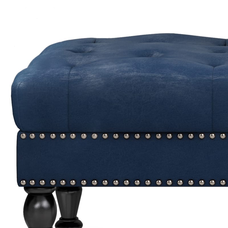 WYNDENHALL Donovan 49 inch Wide Traditional Rectangle Ottoman Bench Faux Leather
