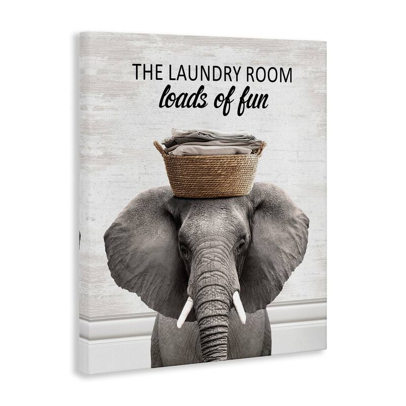 Stupell Loads Of Fun Laundry Elephant Canvas Wall Art Design By Lettered and Lined