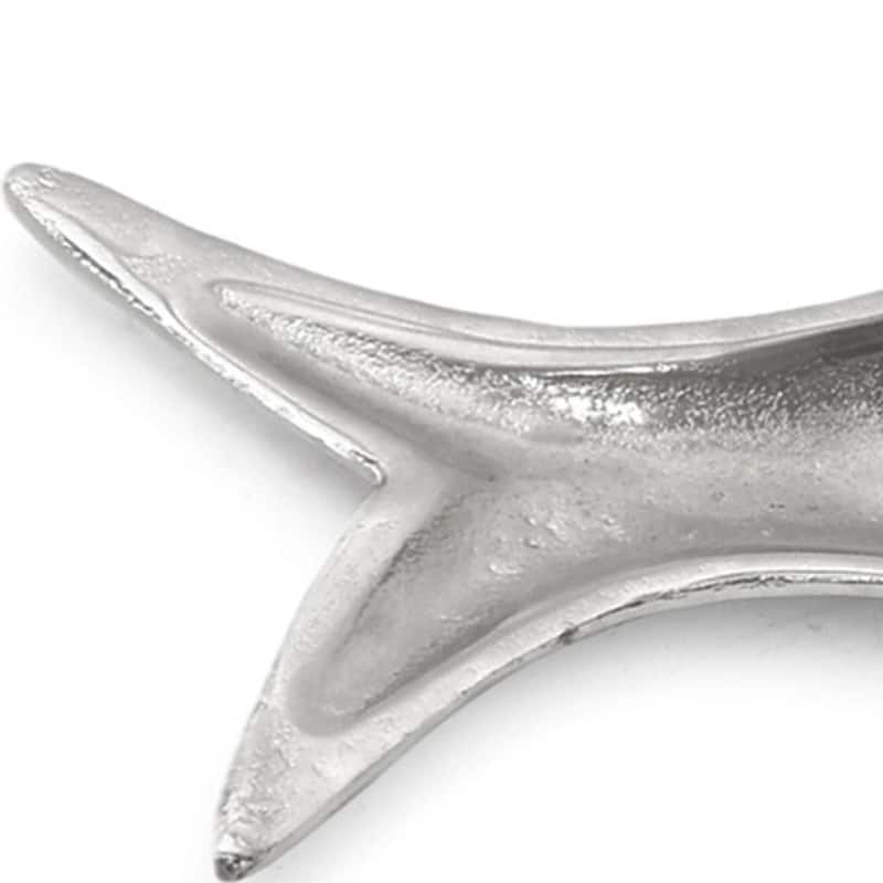 HomeRoots 23" Silver Cast Aluminum Fish Serving Tray - 23.25 in. x 1.15 in. x 5.4 in.