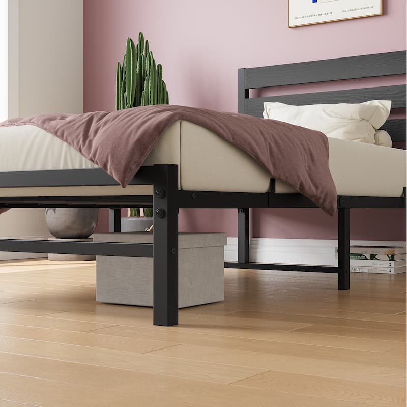 Metal Bed Frame Platform Bed Frame with Headboard, Under Bed Storage, All-Metal Support System, No Box Spring Needed, Noise-Free
