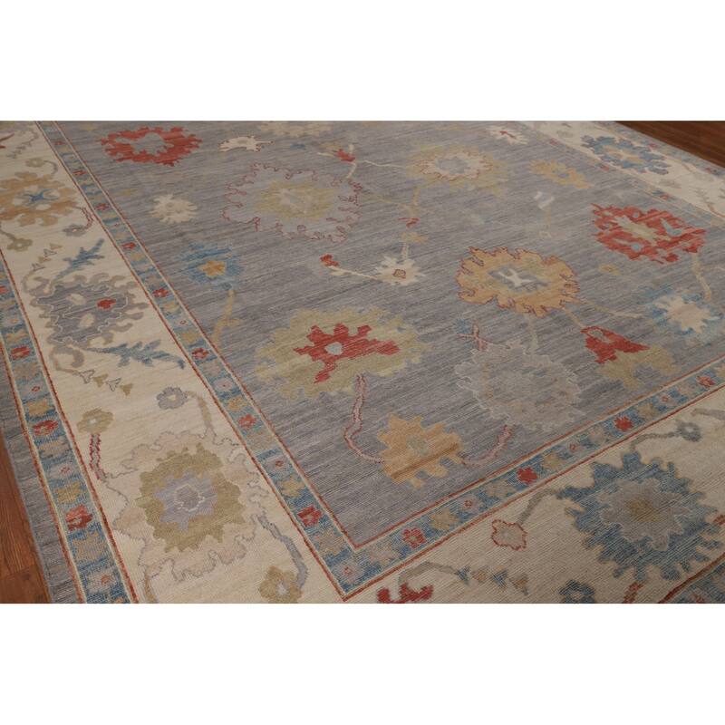 Oushak Turkish Large Area Rug Handmade Vegetable Dye Wool Carpet - 10'0"x 14'0"
