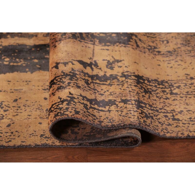 Contemporary Abstract Indian Rug Hand-Knotted Bedroom Wool Carpet - 6'6"x 9'4"