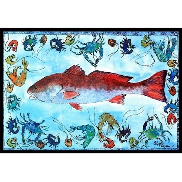 Carolines Treasures 8087-JMAT 36 x 24 in. Fish Red Fish Indoor Or Outdoor Doormat