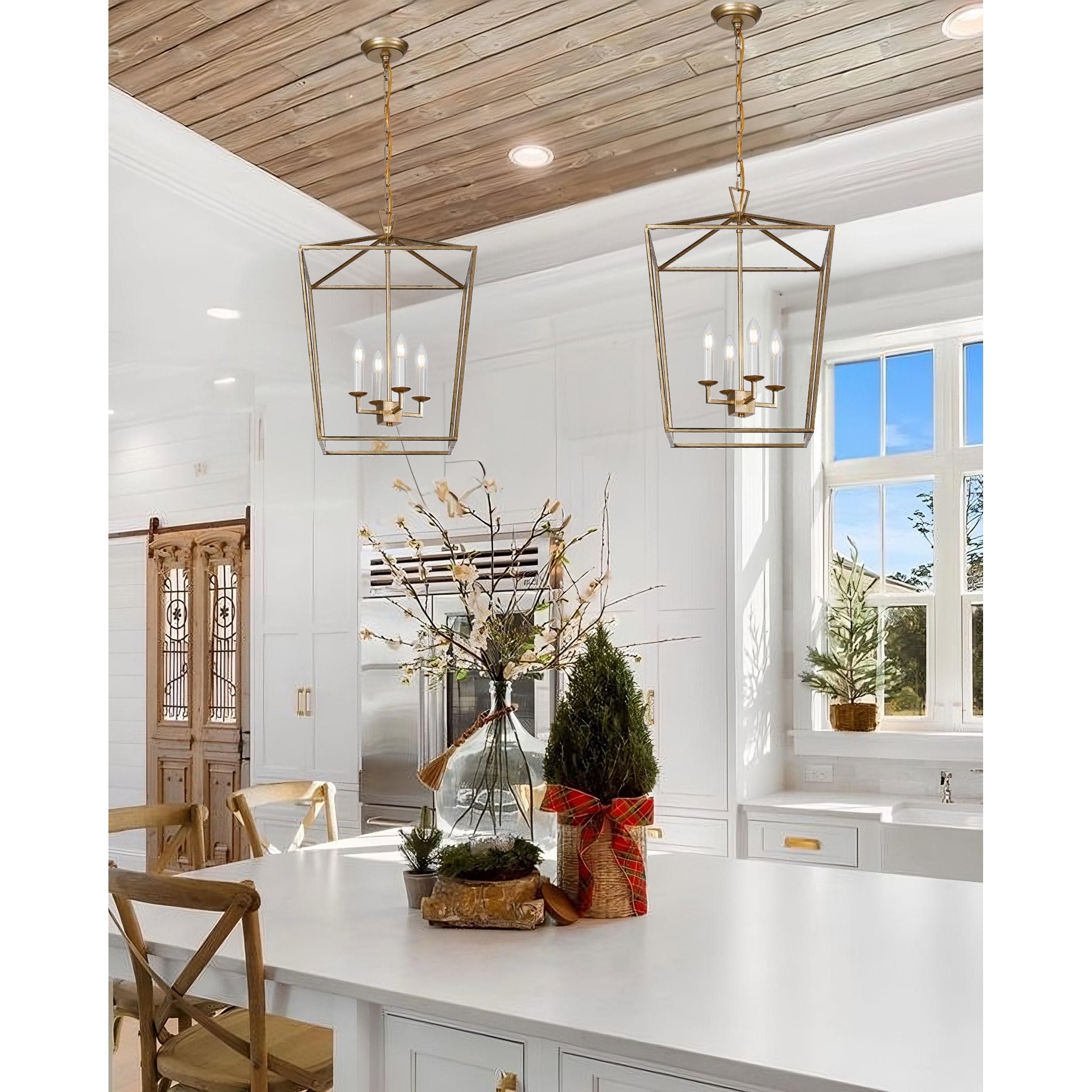 Large gold top pendant light