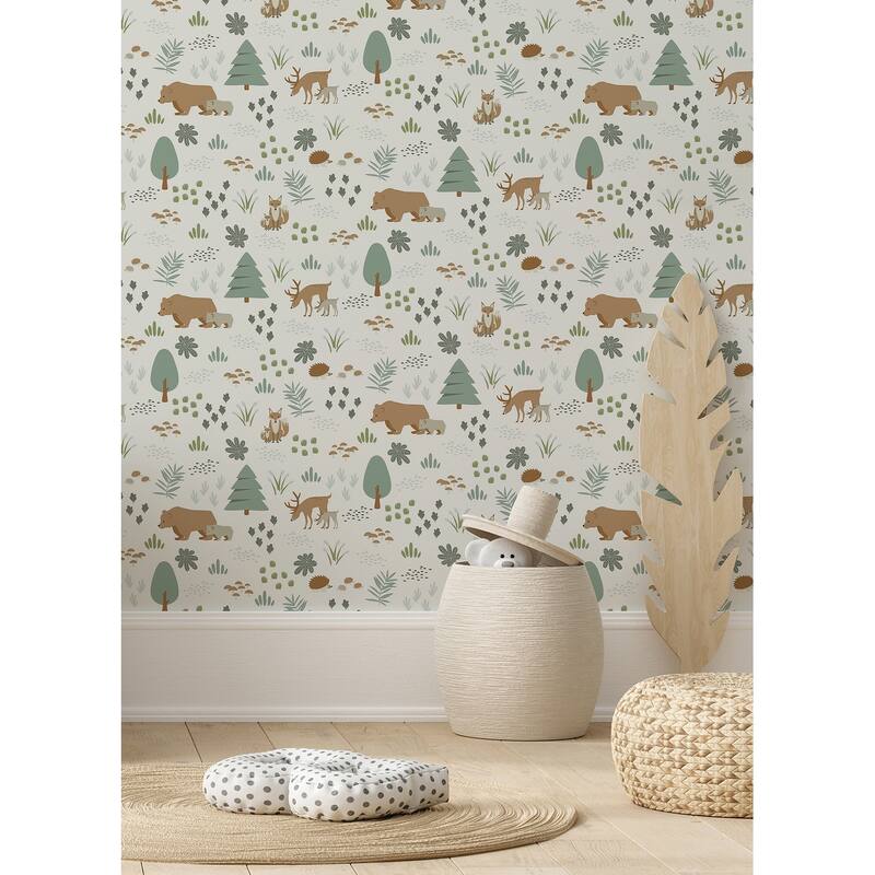Chesapeake Finola Moss Bears Wallpaper - 20.9 x 396 x 0.025
