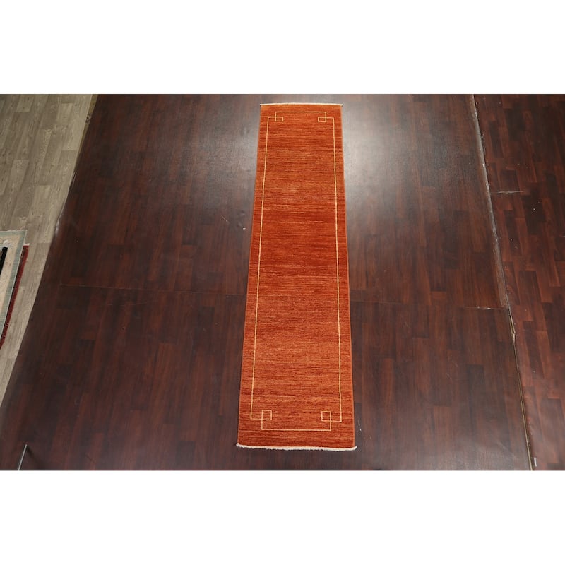 Contemporary Oriental Gabbeh Kashkoli Runner Rug Handmade Wool Carpet - 2'7" x 10'4"