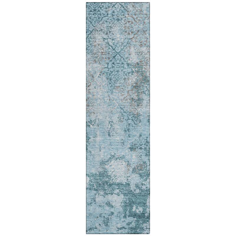 Machine Washable Indoor/ Outdoor Chantille Distressed Traditional Rug