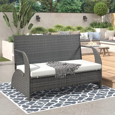 Outdoor Garden Loveseat and Convertible to Dining Table Set