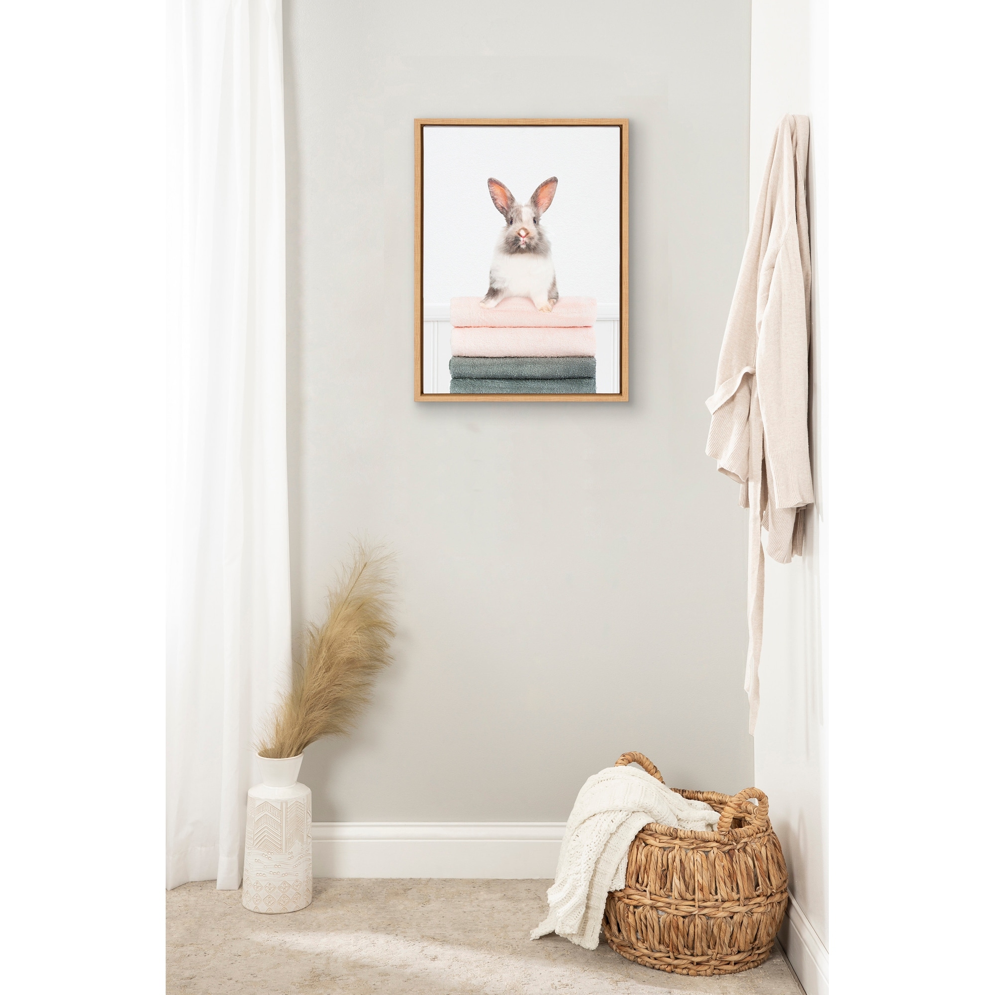 Kate and Laurel Sylvie Fold Bunny Framed Canvas by Amy Peterson