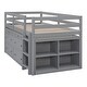 preview thumbnail 33 of 144, Twin/Full Size Low Loft Bed with Retractable Writing Desk and 4 Drawers, Wooden Loft Bedframe w/ Lateral Portable Desk & Shelves