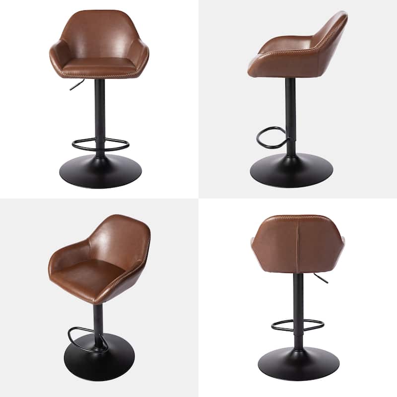 Glitzhome Mid-Century Height Adjustable Faux Leather Swivel Counter Bar Stools