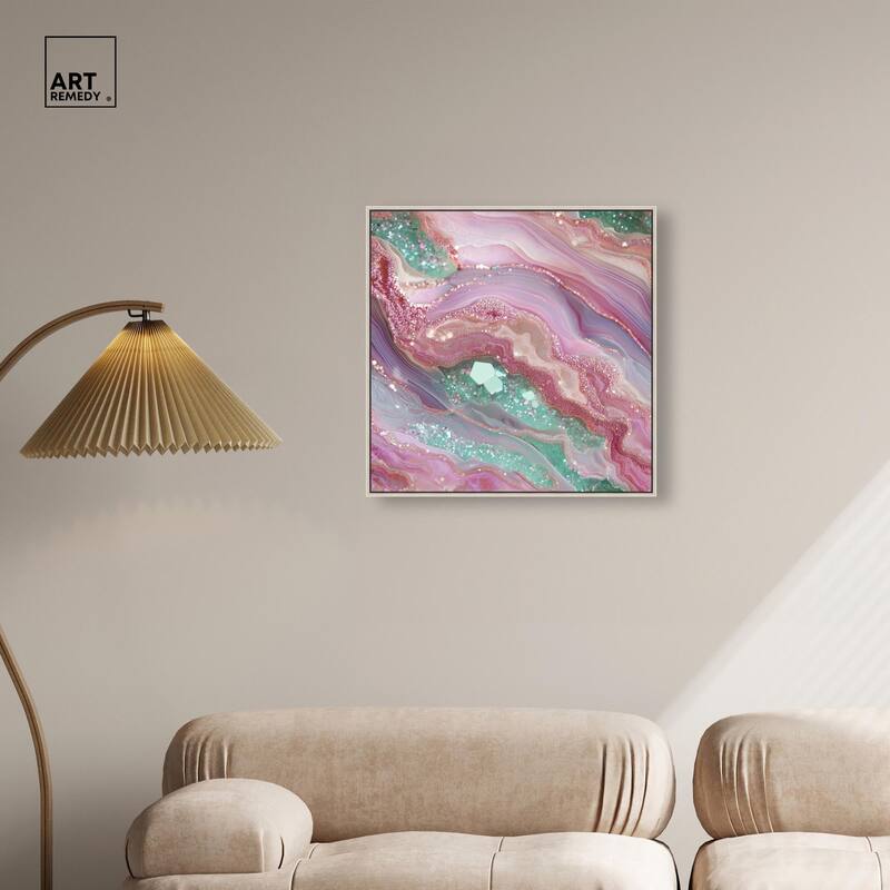 Pink and Mint Crystal II Canvas by Art Remedy