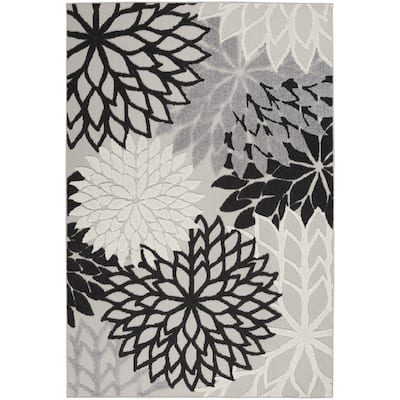Black Gray White Indoor Outdoor Area Rug