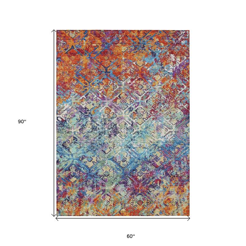 HomeRoots Geometric Transitional Rectangle Outdoor Rug