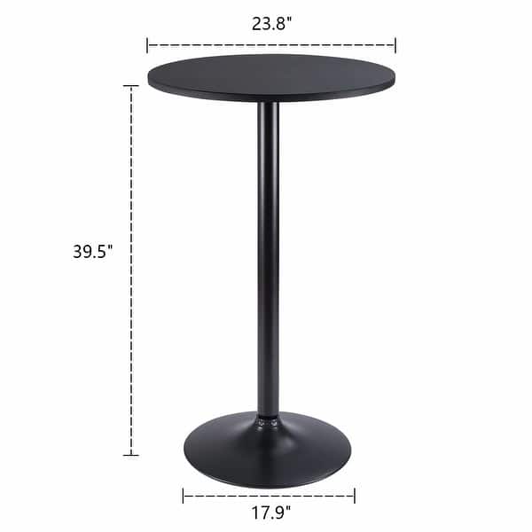 dimension image slide 0 of 2, Homall Bistro Pub Table Round Bar Height Cocktail Table Metal Base MDF Top Obsidian Table with Black Leg 23.8inch Top - N/A