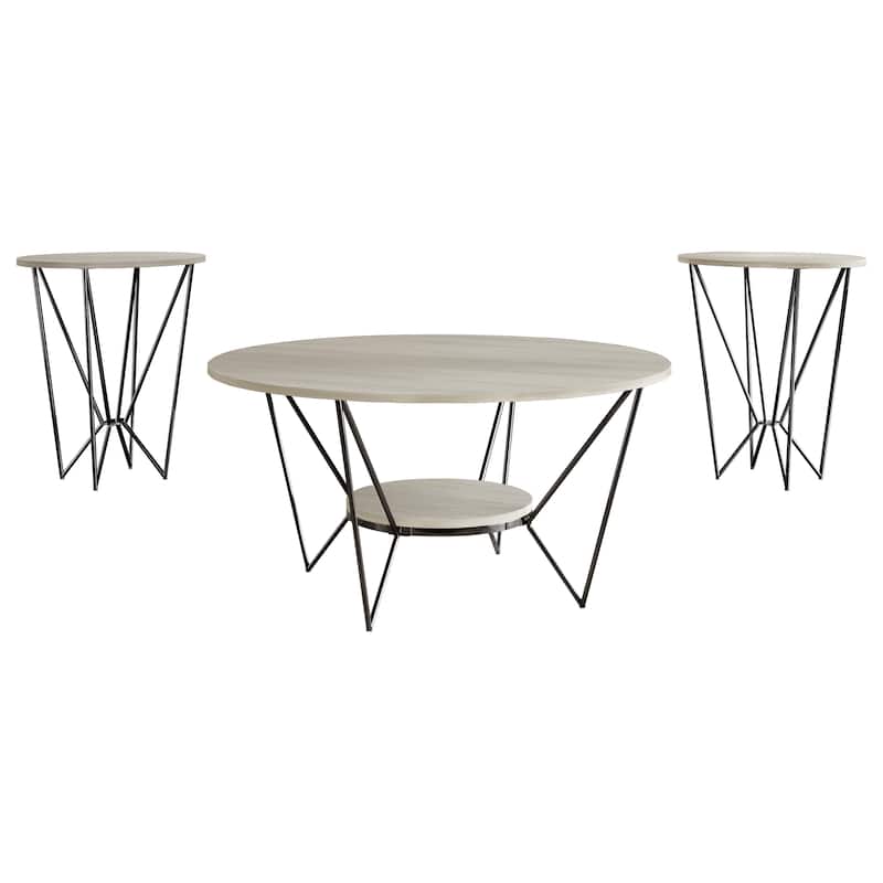 CraftPorch Classic 3- Pieces Coffee Table Set - Light Grey - 7'6" x 10'9" - Wood