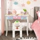 preview thumbnail 5 of 5, 2 in 1 Kids Vanity Set with Mirror Princess Makeup Dressing Table