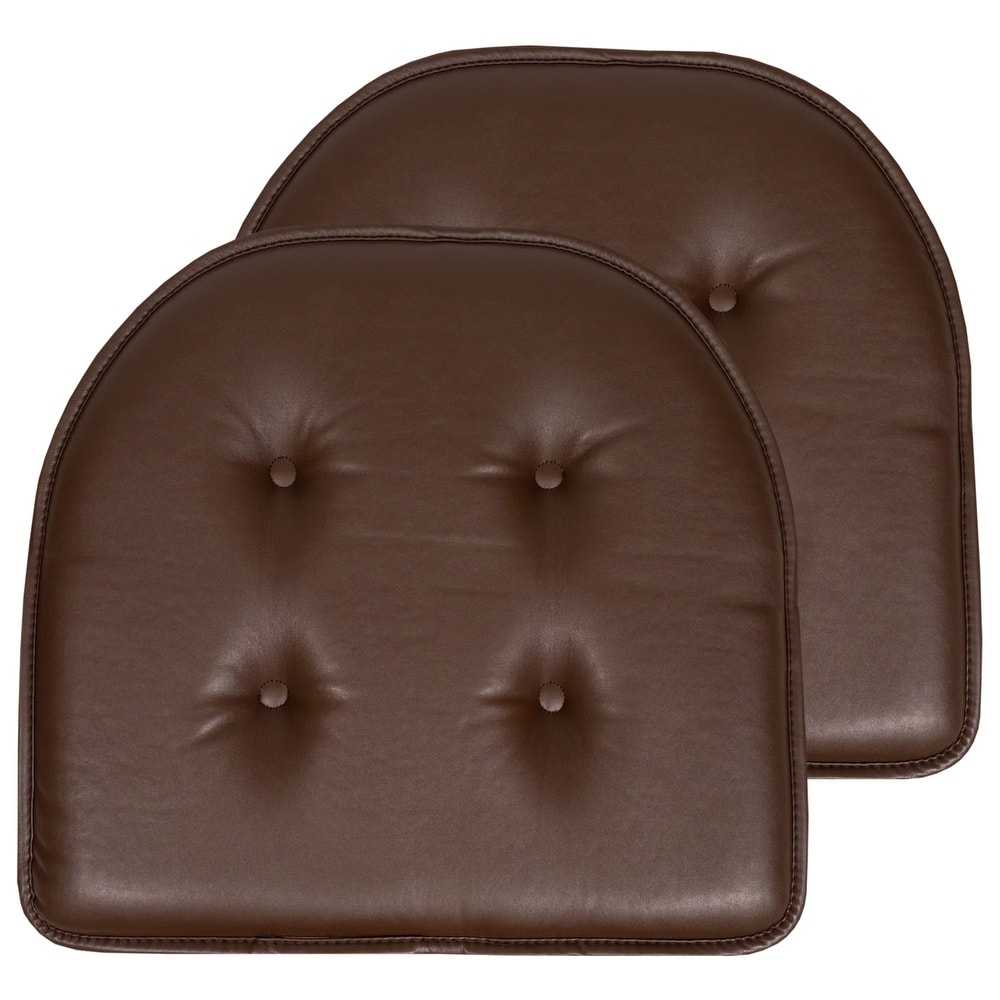 Sweet Home Collection U-Shape Faux Leather Non Slip Memory Foam Chair Cushions 17" x 16"