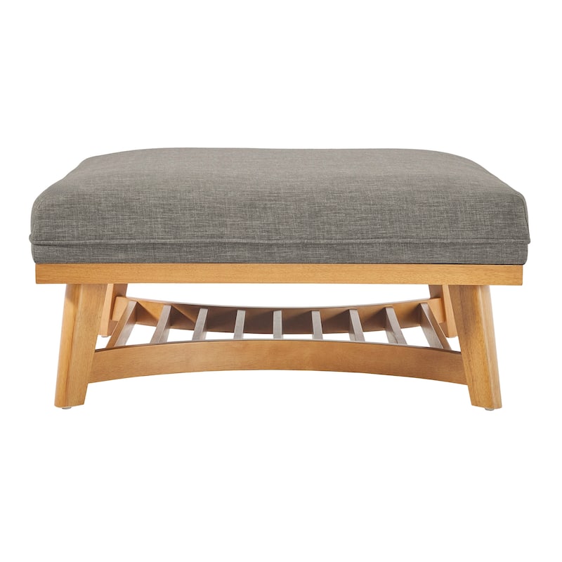 Walker Edison Modern Farmhouse Upholstered Linen Large Ottoman