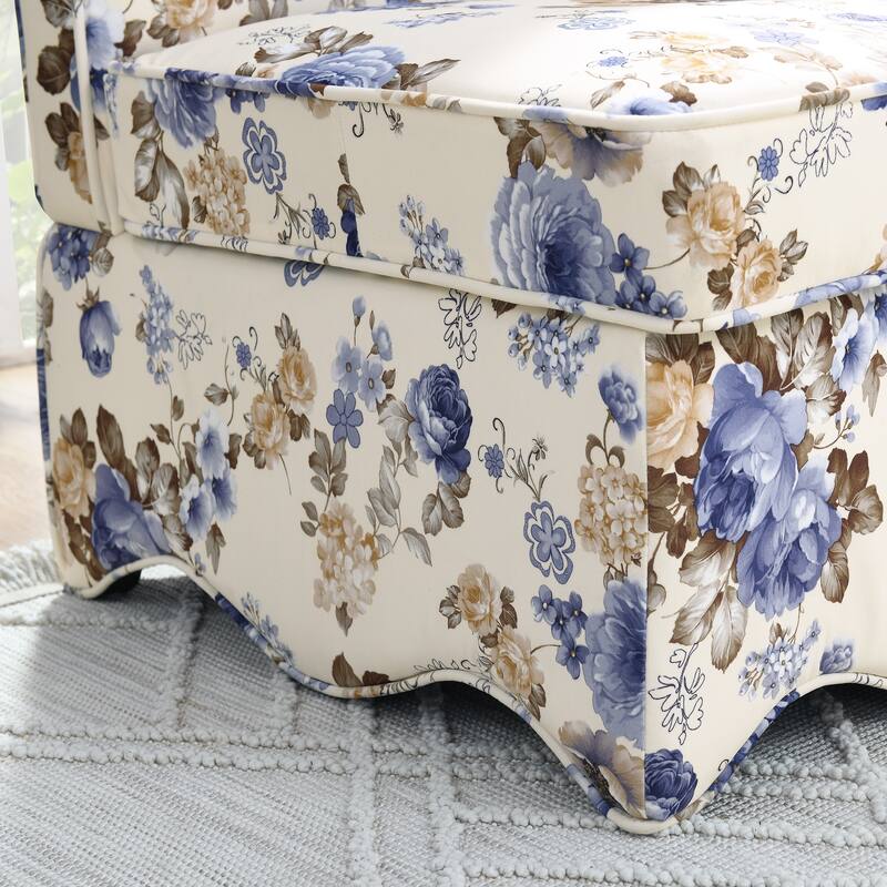 Roomfitters Floral Flannel Accent Chair with Pillow, Armless Upholstered Lounge Chair with Soft Cushion for Living Room