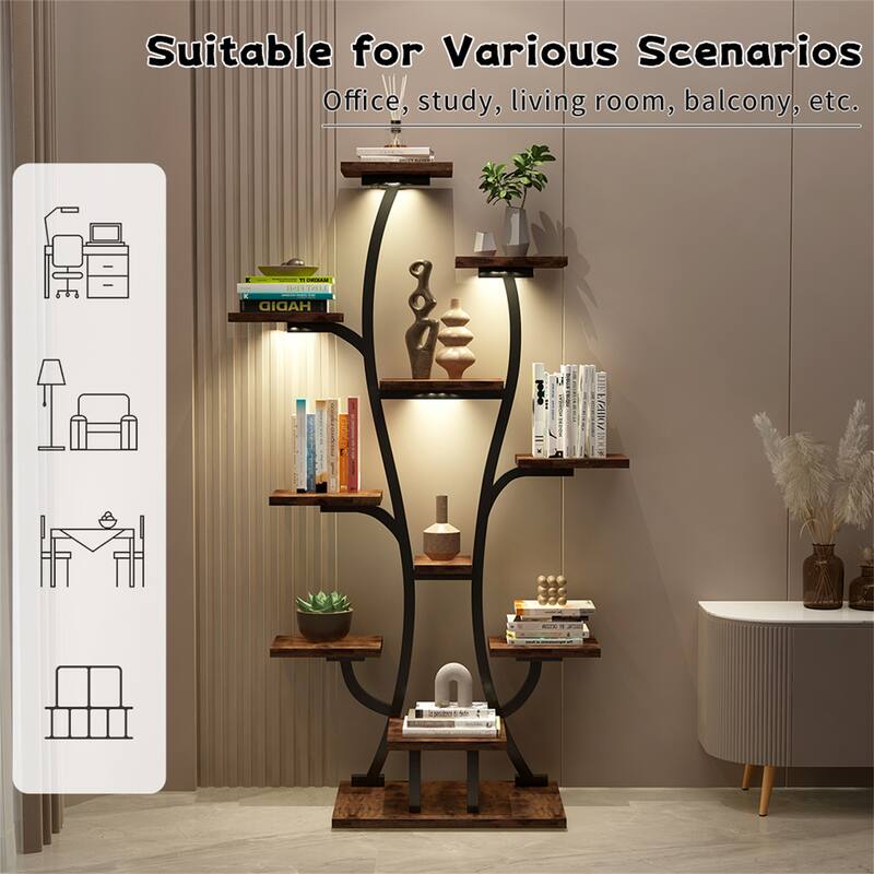 Metal Plant Holder Stand with Grow Lights for Home