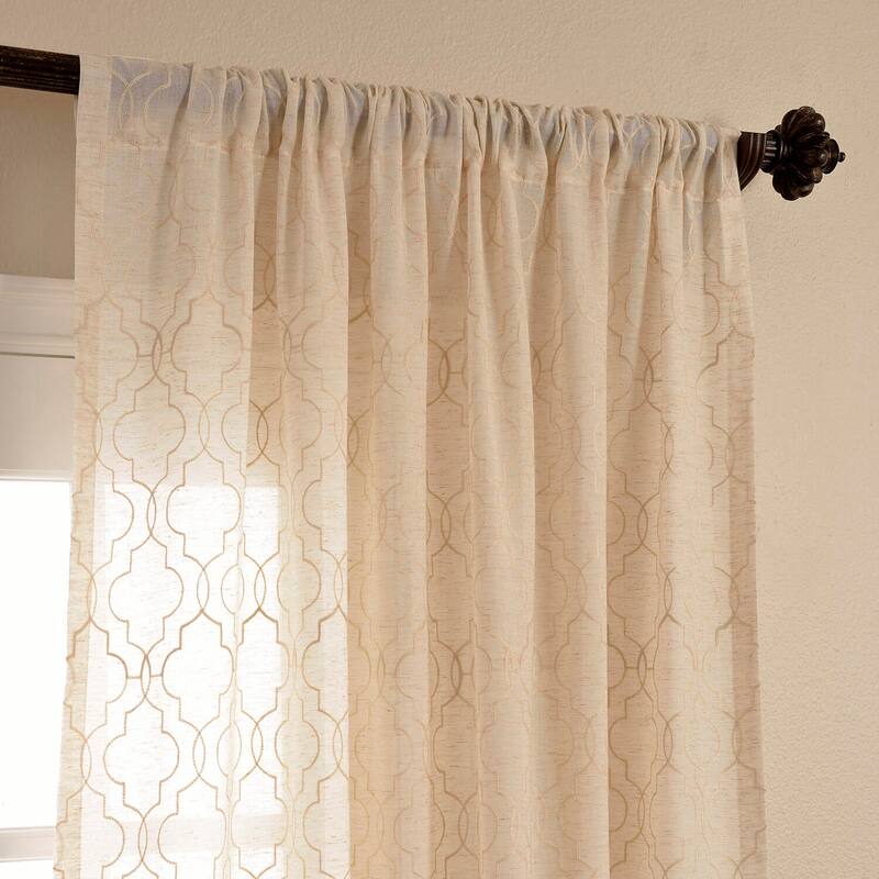 Exclusive Fabrics Saida Embroidered Faux Linen Sheer Curtain (1 Panel)