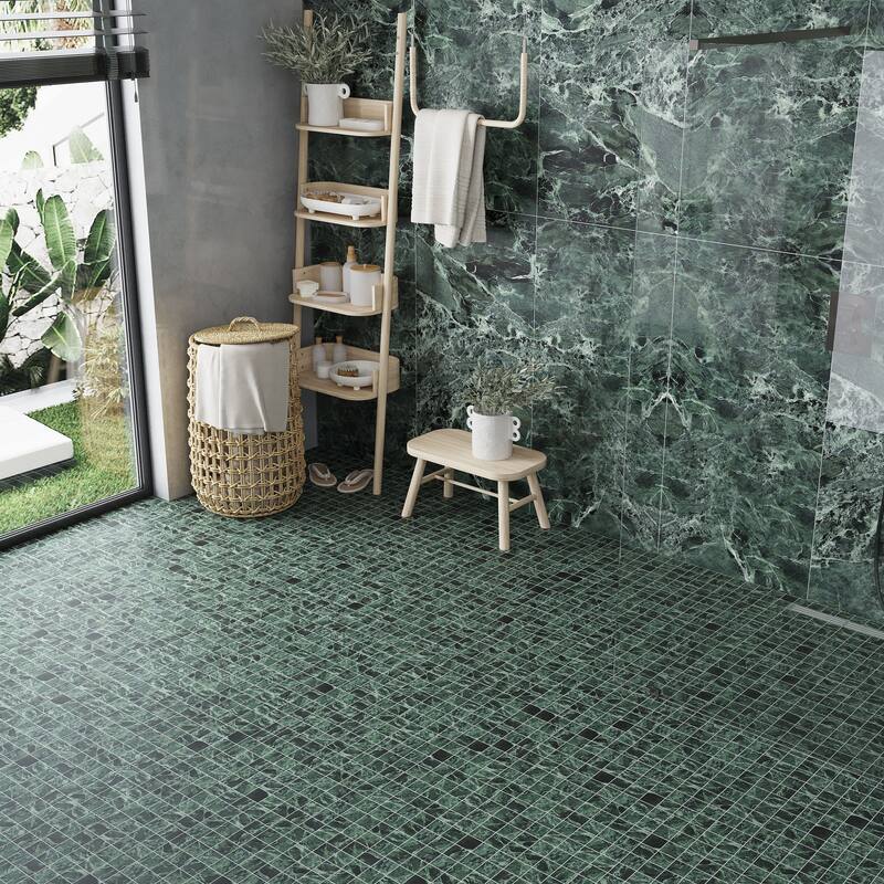 Regalia 12x12 in. Matte Gres Porcelain Uniform Square Mosaic Wall and Floor Tile (5.82 sq ft/case, 6-Pack) - Verde Alpi