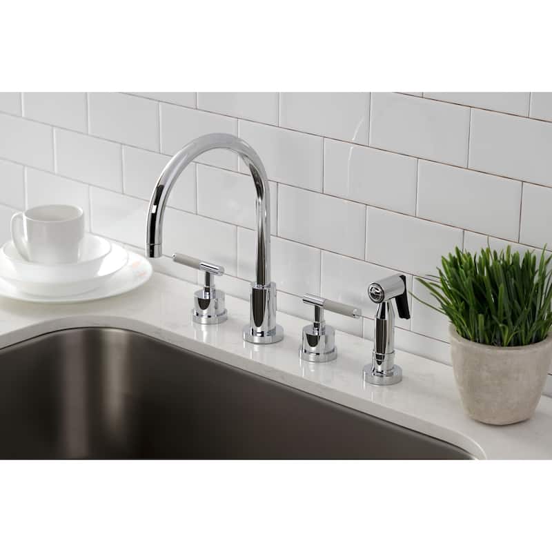 Kingston Brass Kaiser Widespread Kitchen Faucet with Brass Sprayer