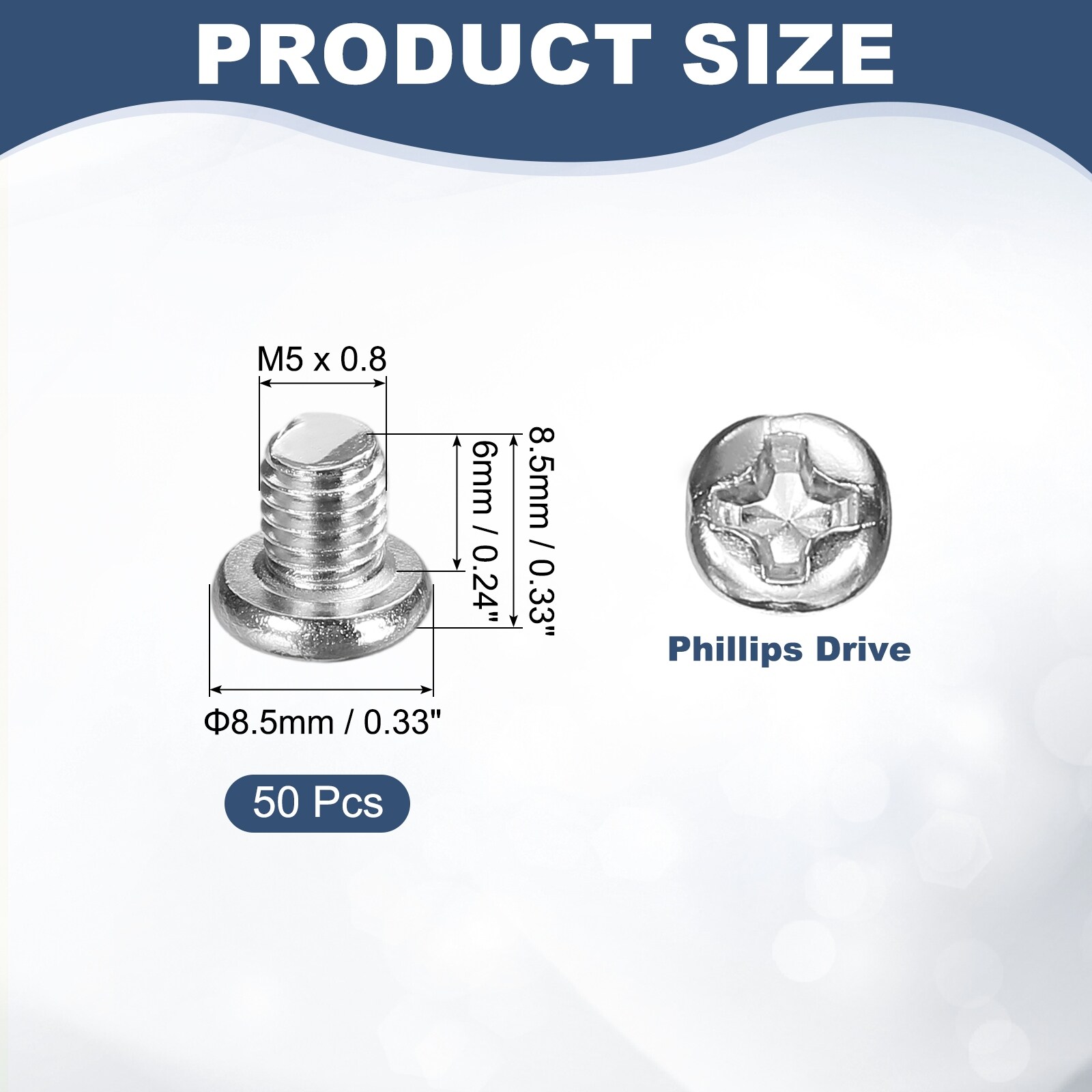 Pan Head Machine Screws, Metric Phillips Drive Machine Screws for Computers PC Case Camera Electronic Devices, Full Thread